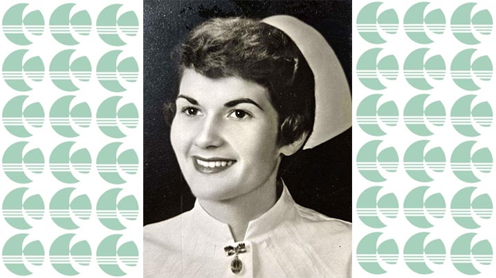 This is a photo of Jean Mortenson, the mother of Mark Mortenson and his sister, Heidi Iuvino, who established a scholarship in her honor for nursing students.