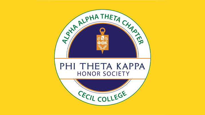 Phi Theta Kappa Honor Society logo on a yellow background.